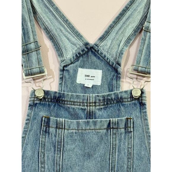 TNR Jeans Los Angeles Light Blue Distressed Denim Coveralls Size Small - Picture 2 of 3